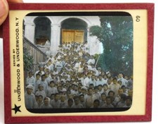 Underwood Antique Magic Lantern Slide Young Egyptian Children Posing On Steps
