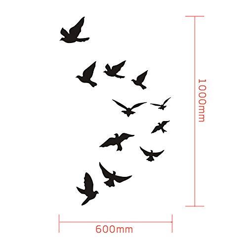 11 Pcs Flying Birds Acrylic Wall Sticker, 39inch 3D Acrylic Silver Crystal - Imagen 2 de 7