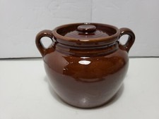 Vintage/Antique Ceramic Unmarked Bean Pot Made in USA 6"X6" Wow Nice No Chips