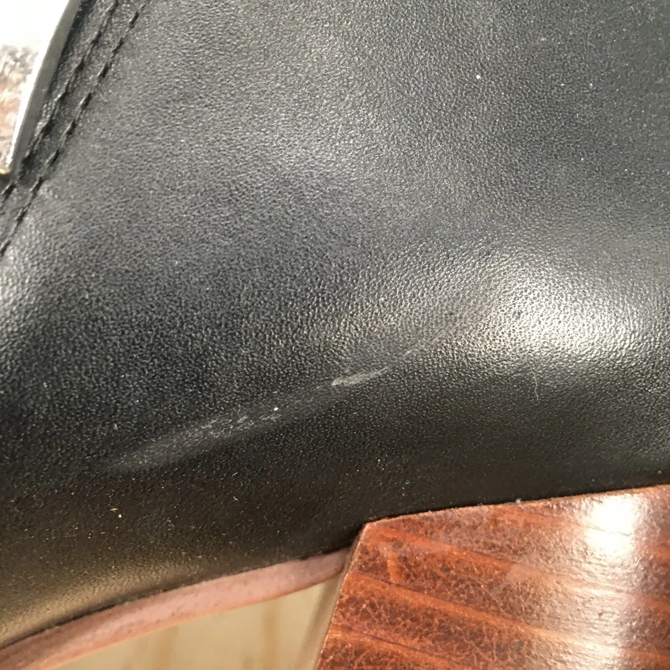 Franco Sarto Boots Womens 6 M Dante Zip Block Heels Ankle Bootie Black Leather - image 4 of 4