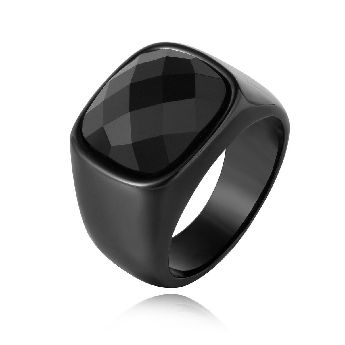 Anillos de Piedra Azul Acero Inoxidable Anillo de Sello Cuadrado para Hombres Niños Fiesta Banda Regalo