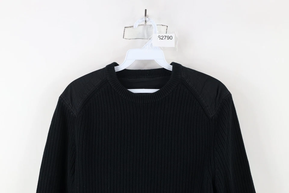 Винтажный Calvin Klein мужской маленький выцветший с надписью ребристый вязаный свитер коммандос - Изображение 2 из 4