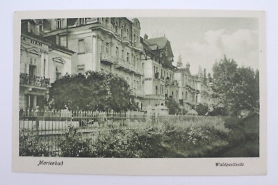 Antique postcard Mariánské Lázně forest spring line Mariánské Lázně Bohemia
