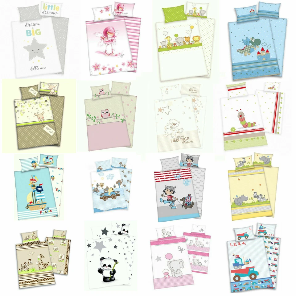 HERDING Baby Wende Bettwäsche Sets - viele süße Motive - Flanell oder Renforcé 100x135