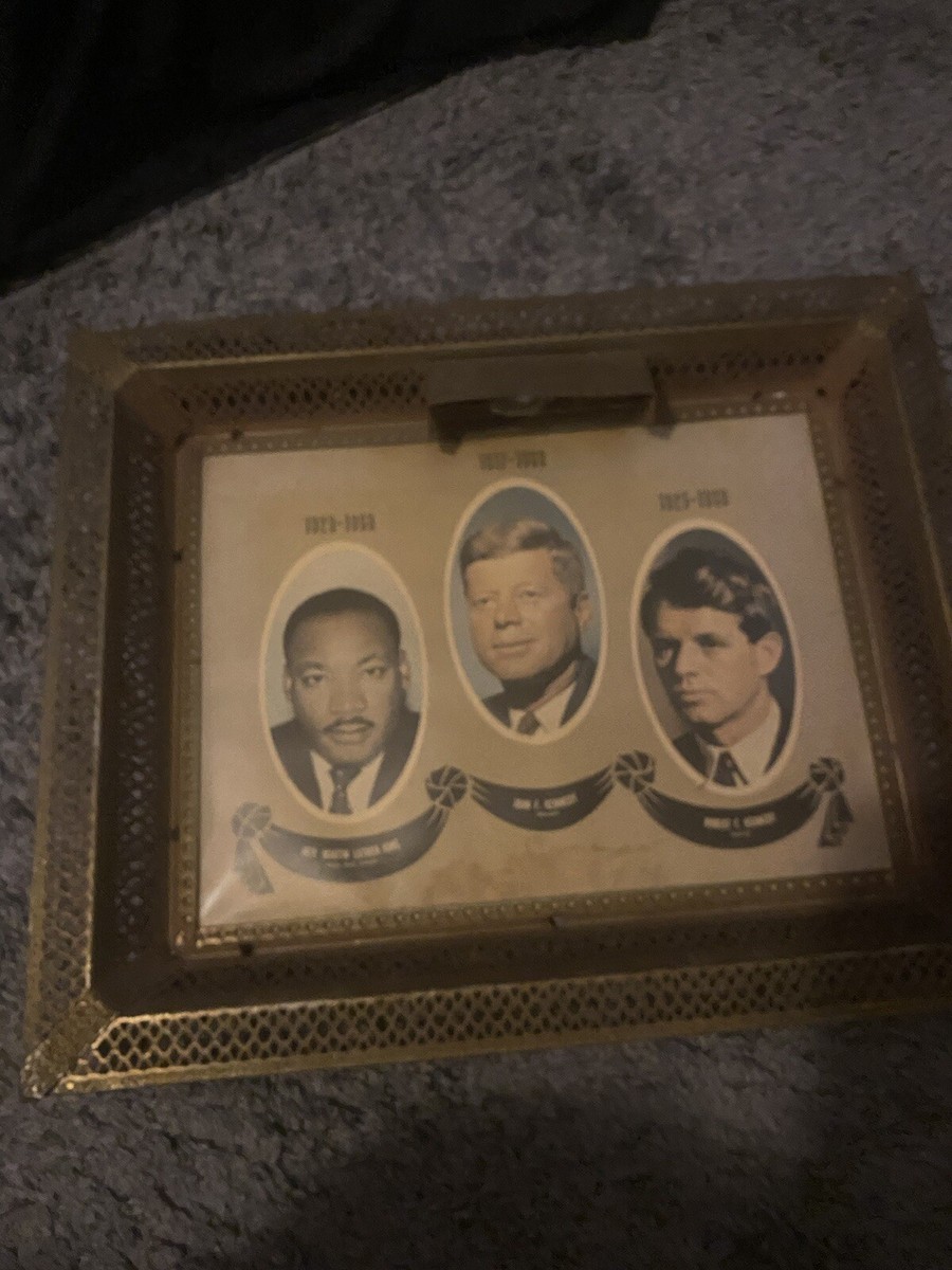 Vintage John F. Kennedy , Martin Luther King, Robert Kennedy, Brass Framed 
