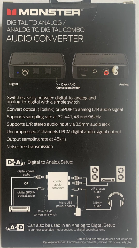 Monster MAD1-1007-BLK Digital/Analog /Analog To Digital Audio Converter New! - Image 2 of 4