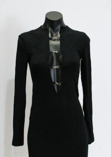 Joah Brown Women's Clasp Midi Dress CD4 Black FlexRib Size XS/Small (US:0-2) NWT - Picture 2 of 5