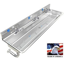 ADA HAND SINK 3 STATION 72" VANDAL RESISTANT PUSH METERING FAUCET MADE IN USA