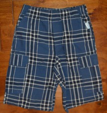 Boy's Roebuck Co. Blue Plaid Slip On Shorts Size Large 14-16