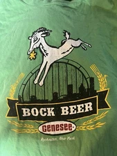 Genesee Bock Beer T Shirt Adult XL Green Lucky Irish Billy Goat USA