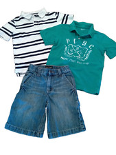EUC Boys Lot of 3 Gap Striped Polo Shirt  Old Navy Shorts Outfit Size 6-7