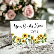SUNFLOWER FIELD FLORAL TENT STYLE WEDDING PLACE CARDS or TABLE CARDS 35