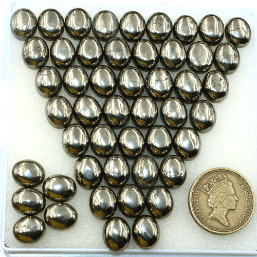 25 Pcs Natural Golden Pyrite Top Grade 11x9mm Oval Cabochon Calibrated Gemstones - Picture 8 of 12