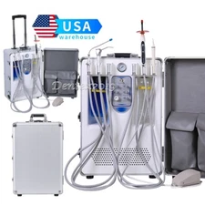 Portable Dental Mobile Delivery Unit Turbine Suction Rolling Case Air Compressor