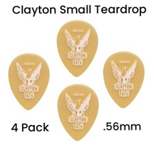 Clayton Ultem Gold Small Teardrop Guitar Picks - .56mm 3 Pack