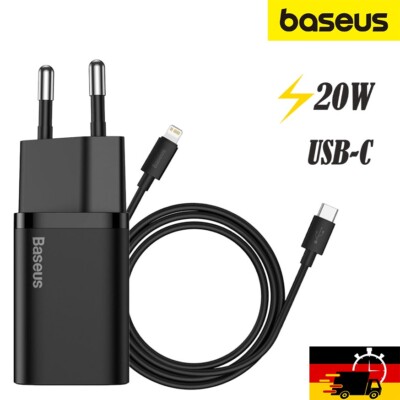 Wandladegerät Baseus USB-C 20W + kabel iPhone Schwarz