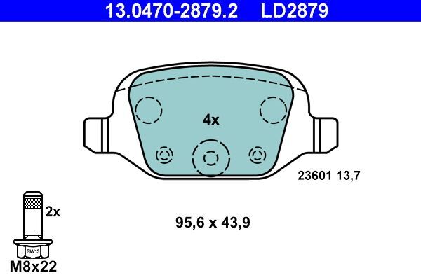 ATE 13.0470-2879.2 Bremsbelagsatz, Scheibenbremse FüR Abarth CitroËN-image