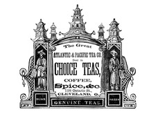 Vintage Tea Labels 2 pcs 3.5 Inch Black Fused Glass Decals