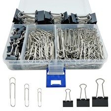 340 PCS Paper Clips Large, Medium, Small, Black Binders and Silver Paperclips