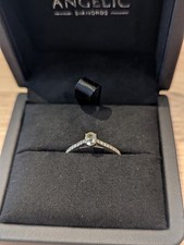Oval Diamond Engagement Ring 18K White Gold Solitaire With Side Stones