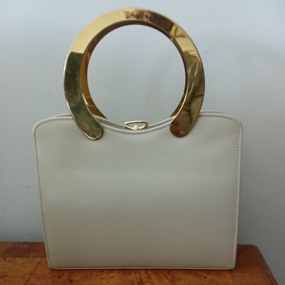 Vintage Handtasche Ackery of London Creme Leder 