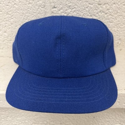 NWOT Vintage 80s 90s Solid Blank Royal Blue Youngan Snapback Hat Cap Wool Blend