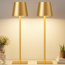 Gold Cordless Rechargeable Table Lamp, 2 Pack Portable Desk Lamp with 5000mAh...