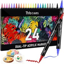 Thboxes 24 Colors Acrylic Paint Markers - 1 Count Pack of 24 , Multicolor C