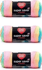 Red Heart Super Saver Yarn, 3 Pack, Retro Stripe 3 Count 3 pack,