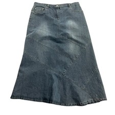 No Fuze Women's VTG Denim Maxi Skirt S/18 Y2k Western Boho Cottage Retro