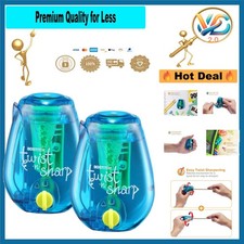 Office Twist-n-Sharp Pencil Sharpener 2 Pack Blue – Tip Saver, Portable, Durable