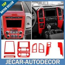 ✅7pcs Central Navigation Emergency Light Switch Trim Kit For Ford F150 15-20 Red