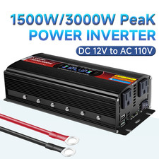 1500W 3000W Peak Power Inverter DC 12V to 110V AC Converter with LCD Display