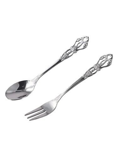 2-teiliges Vintage Gold Löffel Gabel Besteck Set Edelstahl Luxus Dessertlöffel - Bild 2 von 33
