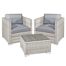 Oseasons Malta Rattan 2 Seat Bistro Garden Outdoor Patio Set in Dove Grey