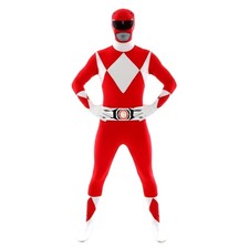 Adult Red Power Ranger Morphsuit Mens Superhero Costume Skin Suit Zentai M - XXL