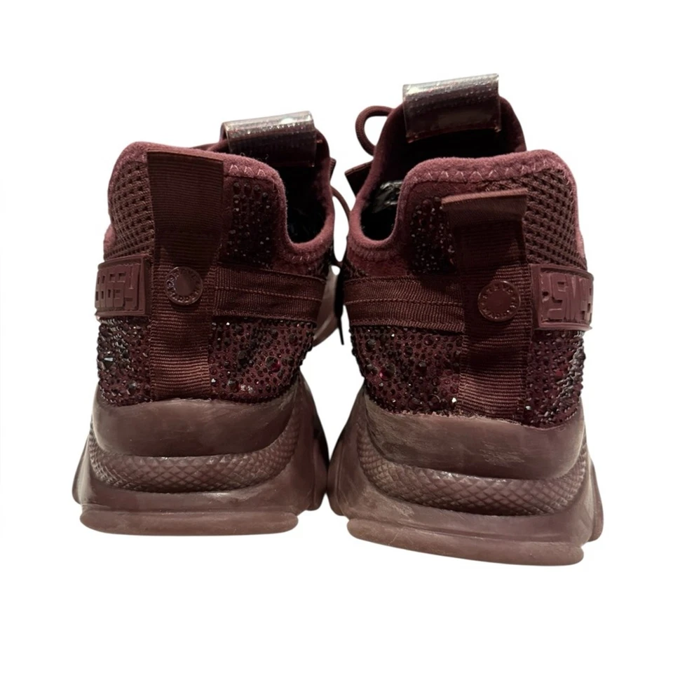 Steve Madden Mujer Tenis Máxima Borgoña Brillante Estrás Goma Parte Inferior 10.5 Foto 3 de 4