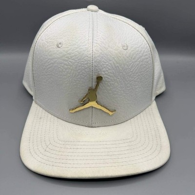 Air Jordan Hat Men White Cement Elephant Metal Logo Jumpman Snap Back Cap