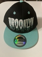 KB Ethos BROOKLYN Black And Blue Adjustable Snapback Hat Cap Flat Brim