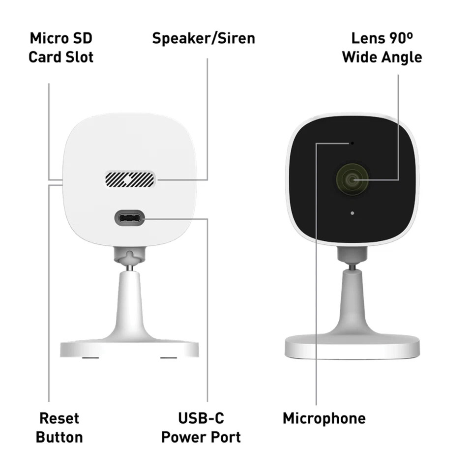 Swann EVO 2K Indoor Wi-Fi Security Camera 2Pack Motion Detection SWIFI-SE2KICPK2