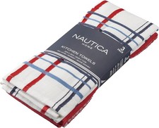 Nautica 100 Cotton Kitchen Towels Set of 3  18 X 28 Super Absorbent Reusable
