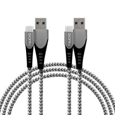 BOFIN, Ultra-Durable 6ft USB A to C Cable Set - 2-Pack for Quick Grey