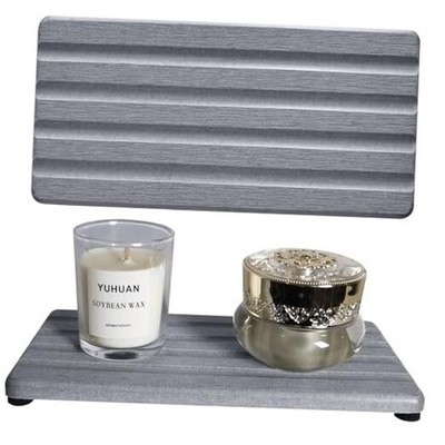 2 PCS Water Absorbing Stone Trays for Bathroom Sink 7.9'' x 4'' (20 x 10cm) Gray