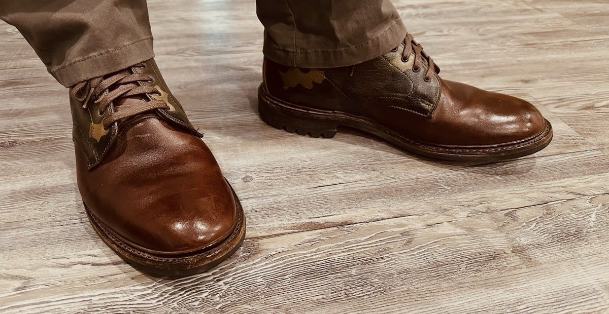 Allen Edmonds Mens Higgins Mill Leather Green Camo Brown  display picture 2