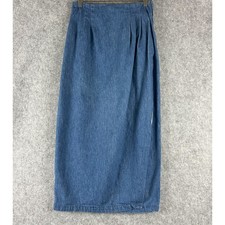 Vintage Breeches Denim Maxi Skirt Womens 10 Blue Faux Wrap USA Made Western