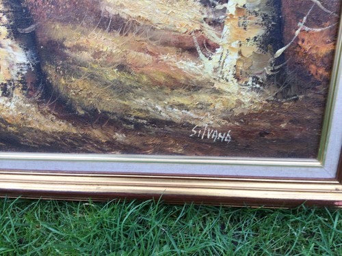 LARGE VINTAGE ORIGINAL SIGNED FRAMED OIL PAINTING TREES WOODS WOODLAND PICTURE - Picture 8 of 20