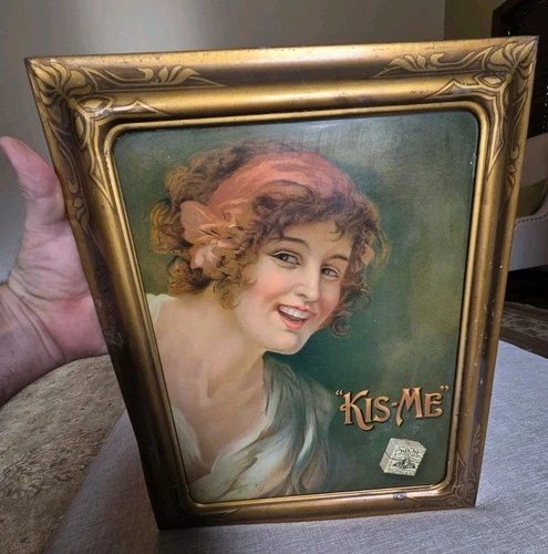 Authentic vintage KIS-ME GUM FACTORY TIN SIGN ADVERTISING American Art Sign Co.