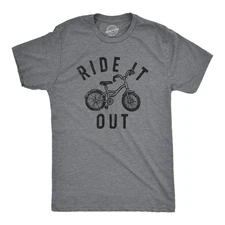 Mens Ride It Out T Shirt Funny Small Kids Bike Joke Tee for Guys