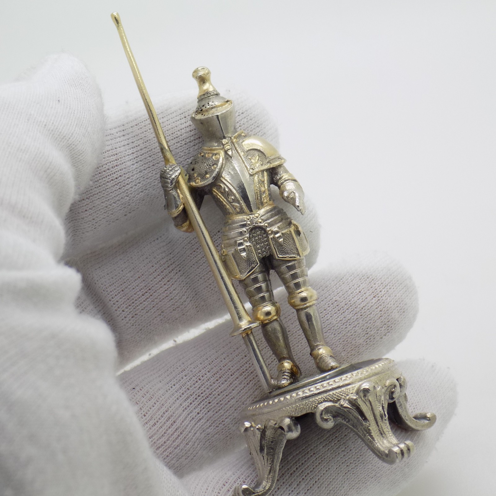 Vintage Italian Genuine Silver Medieval Knight Detailed Figurine Made in Milan