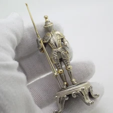 Vintage Italian Genuine Silver Medieval Knight Detailed Figurine Made in Milan